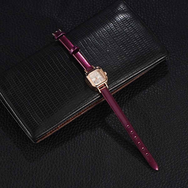 Moderigtigt dame quartz armbåndsur analogt PU armbåndsur (lilla) 0.1