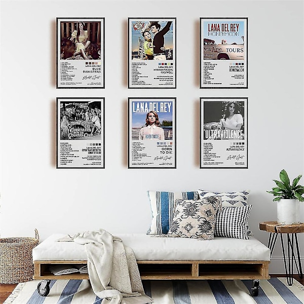 6-pak Lana Del Rey Posters - Musik Album Cover Posters Væghængt Kunst Rum Æstetisk Sæt Hjemmeindretning Gaver Uindrammet