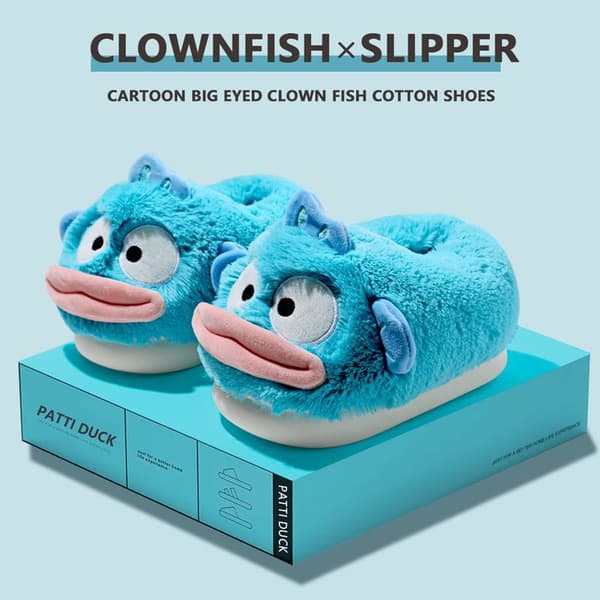 Vintertofflor för dam Clownfisk Bomull Varma Inneskor Unisex Fleece Mules Höst Sizes 44-45 Clownfish-Slippers