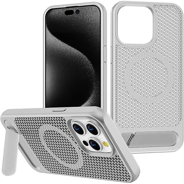 Usynligt Beslag, Honeycomb Varmeafledning, Magnetisk Sugekop, Apple Series Mobiltelefon Cover, Hudfølelse, Frostet Hul Sølv