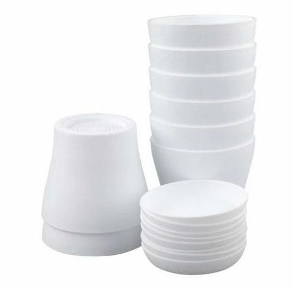 8-pak 10 cm Blomsterpotter med Hul, Små Kaktuspotter, Runde Plastpotter, Blomsterpotte med Underskål til Kontorbalkon White