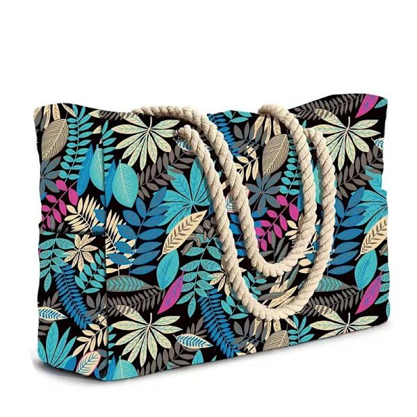 Strandtaske til Kvinder Vandtæt Strand Tote Taske med Lomme Dame Sportstaske Piger Sommer Tote Taske Skuldertaske Shoppingtaske Floral color