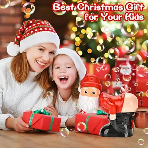 Rolig Tomte Bubbelblåsare med Blinkande Ljus & Musik, Julbubbelblåsare för Utomhus &