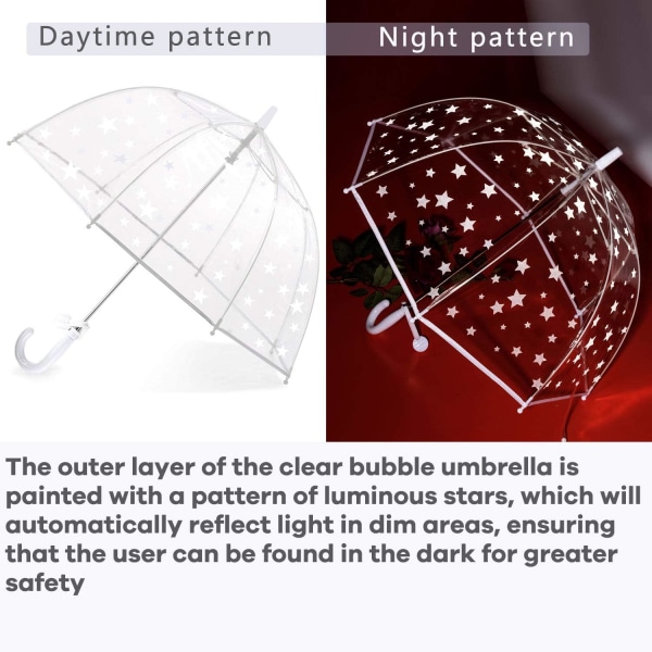 Genomskinligt barnparaply, lätt att hålla, kupolbubbelparaply, vindtätt, passande