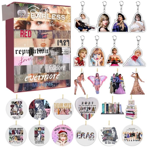 Taylor Swift Blind Box Julekalender med 24 Gave, Dekorationer og Nøgleringe GJ185-004 GJ185-004 Blind Box
