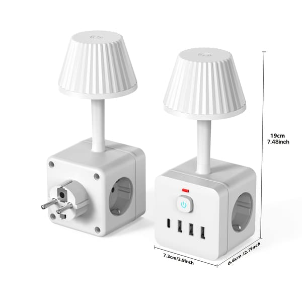 Pistorasia himmennettävällä LED-lampulla ja USB Type C -latausasemalla White