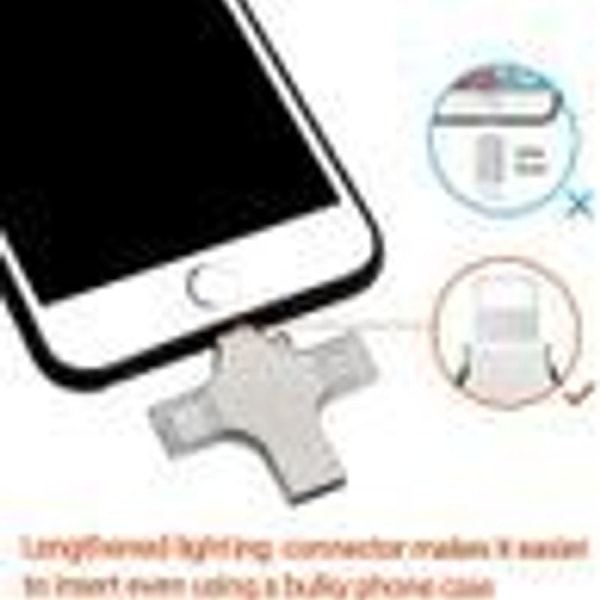 Ekstern hukommelse til iPhone, USB-flashdrev 32/64/128 GB, 4-i-1 USB-flashdrev