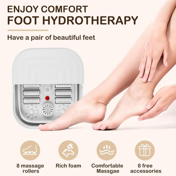 Fotspa Badkar Massageapparat Med Värme Konstant Temperatur Bubblor Vibration Rött Ljus Terapi För Avkoppling Stresslindring 37x14CM