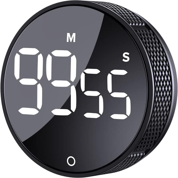 Digitalt Kjøkkentimer med LED-display for matlaging, baking, trening, undervisning av barn og eldre - Enkel å bruke, svart