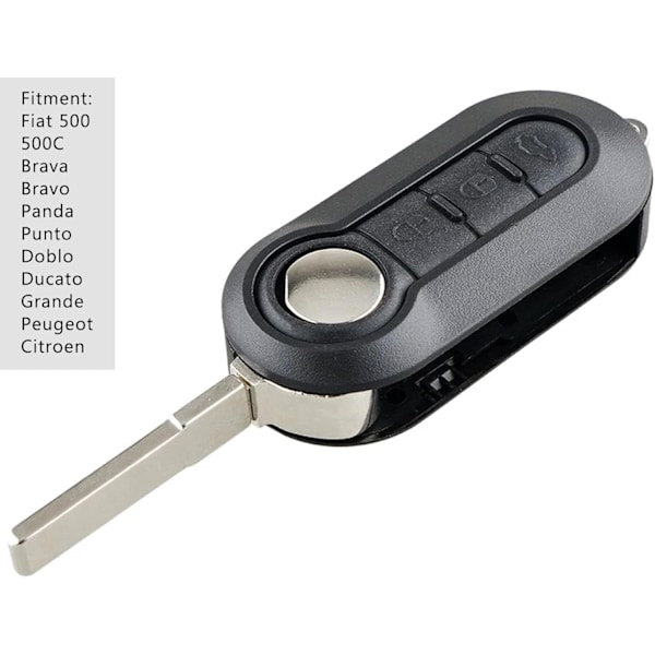 Bilnyckelskal Ersättning för Fiat 500 Peugeot Citroen Brava Bravo Evo Grande Doblo Ducato Panda Fjärrnyckelskal