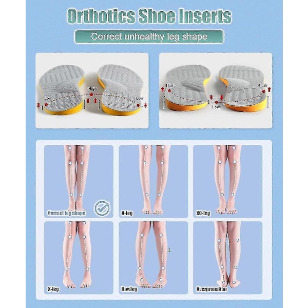 Supinationsulor för Över Supination & Fotinriktning Ortopediska Inlägg för Män och Kvinnor Korrigerande Fotstöd för Supinationslindring - Perfekt Grå Grey Size 43 44