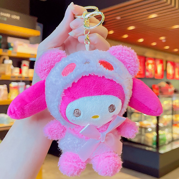 Tecknad Kuromi docka skolväska hänge docka plyschleksak par nyckelring väska hänge Teddy Plush Sanliou-My Melody 11cm (with keychain)