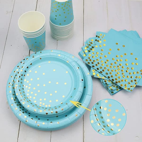 80-pack Paper Plates, Napkins, and Cups, Disposable Party Tableware Set