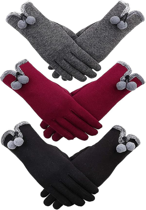 KZQ-3 Par Dame Vinterhandsker Varme Touch Screen Fleeceforede Vindtætte Handsker