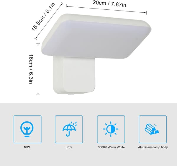 IP65 Utendørs Vegglampe 16W, Roterbar 350° Moderne LED Utelampe