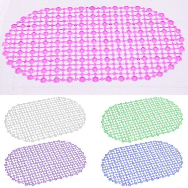 Oval Halkfri Badrumsmatta Dusch Massage Mat ROSA RÖD