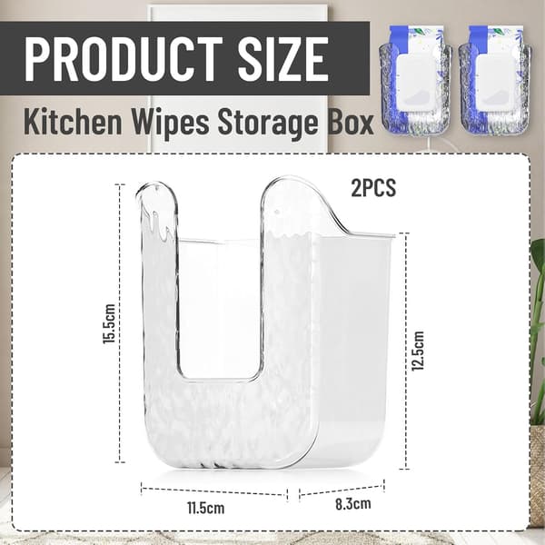 Väggmonterad Tissue Box Hållare Våtservetter Dispenser Förvaringsbehållare För Kök Badrum Sovrum 14,5 X 12,5 X 8 Cm 2-Pack