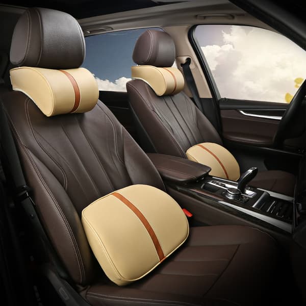 Bilnackstödskudde Memory Foam Nackkudde Universellt Läder Svankstöd Ryggstöd brown headrest