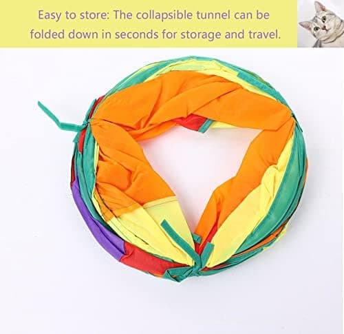 Foldable 2-way Cat Tunnel - Pop-up Labyrinth Interactive Toy - Play Tunnel for Cat Puppy Rabbit Small Animals
