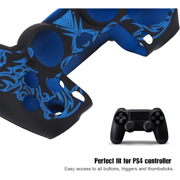 Spillkontroller Skin Grip Deksel, Mykt Silikondeksel, Skin Grip Skall Deksel for PlayStation 4 PS4 Kontroller Black-Blue