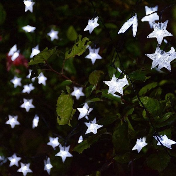Aurinkokennokäyttöinen koristevalosarja puutarhaan, 7 metriä 50 LED Tähtivalosarja Ulkokäyttöön LED Vedenpitävä 8 Tilaa Koristevalaistus, Calv
