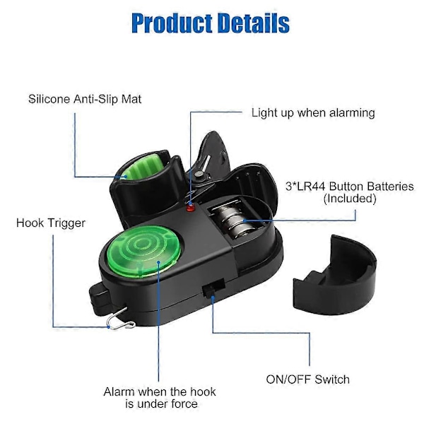Nytt 4 stk. Fiske Bite Alarm, Sensitiv Elektronisk Fiskealarm Indikator, Lyd Bite Alarm Klokke wi