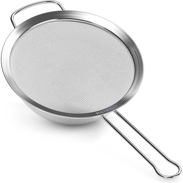 Stainless Steel Fine Mesh Strainer, 8" Diameter Large Mesh Strainers for Kitchen, Fine Mesh Strainer with Handle, Food Metal Strainer Sieve Sifter