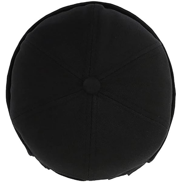Hatt uten brem for menn og kvinner, beanie, arbeider-sjømannslue, opprullet kant, retro, justerbar (svart)