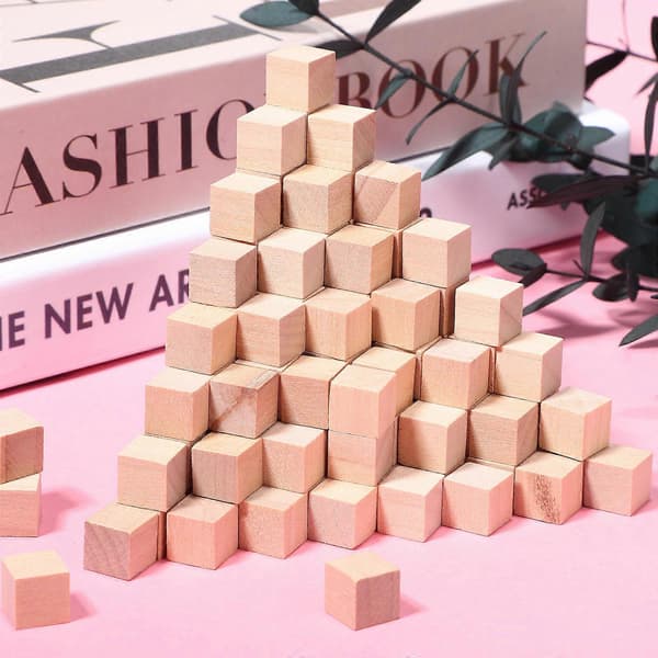 400 Pcs. Wooden Blocks Unfinished Wood Cubes Square Blocks Educational Craft Cubes
