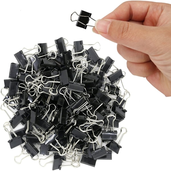 120-pak Mini Papirclips, Sorte Papirclips, Små Papirclips 15 mm 5/8 Tomme. Mikro Størrelse Kontorclips til Hjemmet, Skolen, Kontoret og Virksomheden