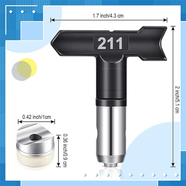 Käännettävät maaliruisku suuttimet Airless-maaliruiskulle 109, 213, 311, 315, 413
