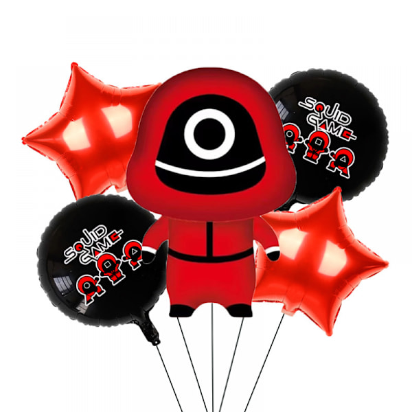 Squid Game Ballong 5-pack Rött Manager Tema Paket