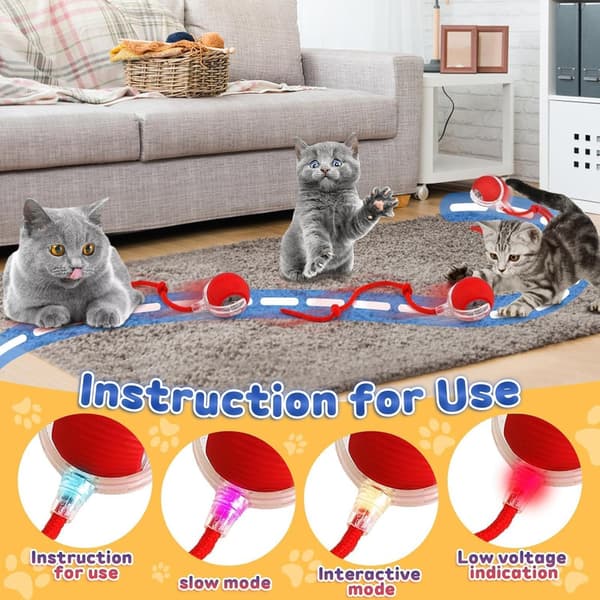 1 pc. 360 Smart Automatic Rolling Pet Ball, Rechargeable Irregular Movement for Cats & Dogs, Red red 1 red