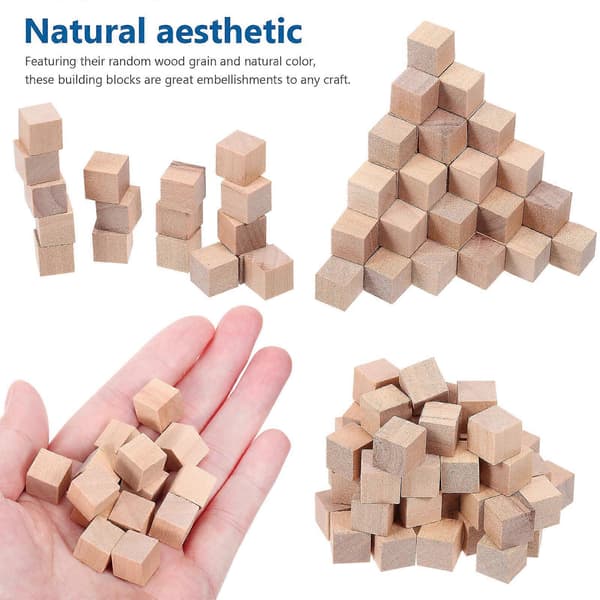 400 Pcs. Wooden Blocks Unfinished Wood Cubes Square Blocks Educational Craft Cubes