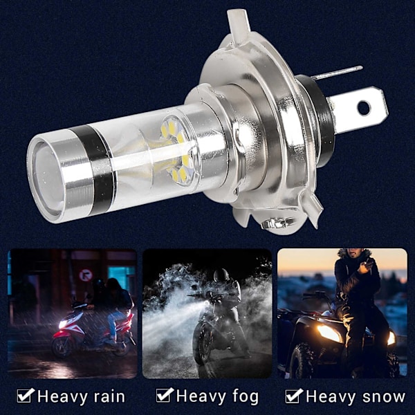 2 stk. H4 9003 HB2 LED Motorcykel Forlygtepærer HID Hi&Low Beam 6500K Hvid Effekt
