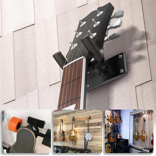 Gitarr Vägghängare Krok för Akustisk Elektrisk Bas Mandolin Banjo Ukulele Stränginstrument 2-pack Svart