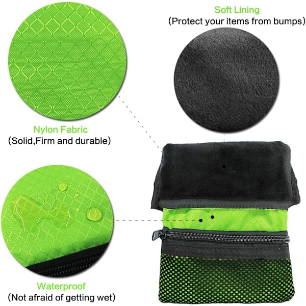 Golfbag Bollhållare Värdefull för Män Kvinnor, Golf Förvaring Dragkedja Handväska Ficka med Utrustningsklämma Krok för att Fästa Väska QD Green
