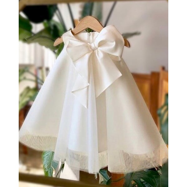 Stor Sløjfe Baby Pigekjole Børn Prinsesse Elegant Fest Tulle Julekjole Børn Fødselsdag Bryllup Tøj 1-6 År as picture1