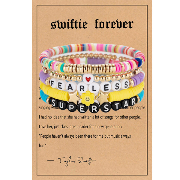 Bohemian Taylor Swift Vennskapsbrev Perle Stang Polymer Leire Armbånd Se Pink suit with cards