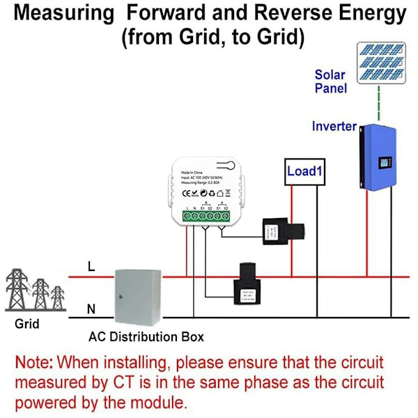 Tuya Wifi Intelligent Energimåler Solcelle PV System Strømproduktion Forbrug Tovejs Overvågningsmåler Med 2 CT