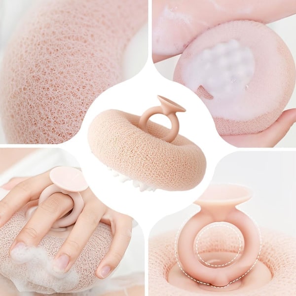4-pack Exfolierande Duschborste, 2-i-1 Solros Badboll, Supermjuk Solros Sugkopp Badboll, Massage Bad Kroppsrengöringsborste
