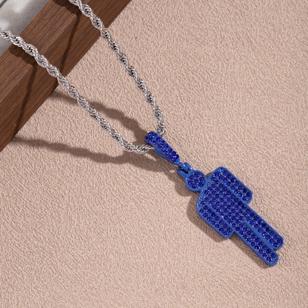 Sarjakuva kevyt ylellinen vino pää roisto zirkon riipus miesten hip hop trendi solisluuketju White Single Pendant