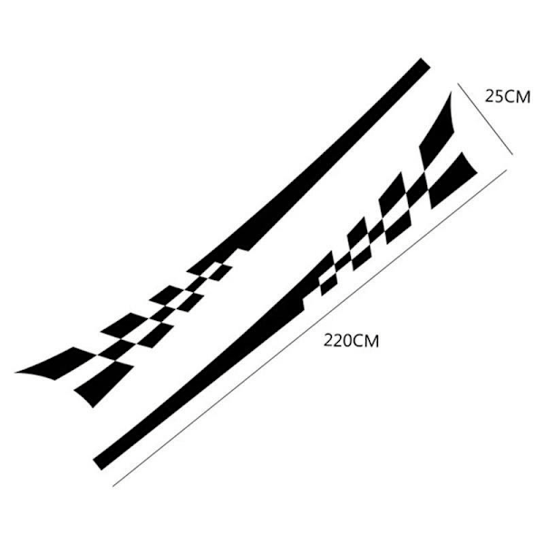 Parternet Flag Side Striber Mærkater Racing Lattice Grid Stripe Grafik Vandtætte Bildør Side Mærkater Dekorationer (Sort, 220*25cm)