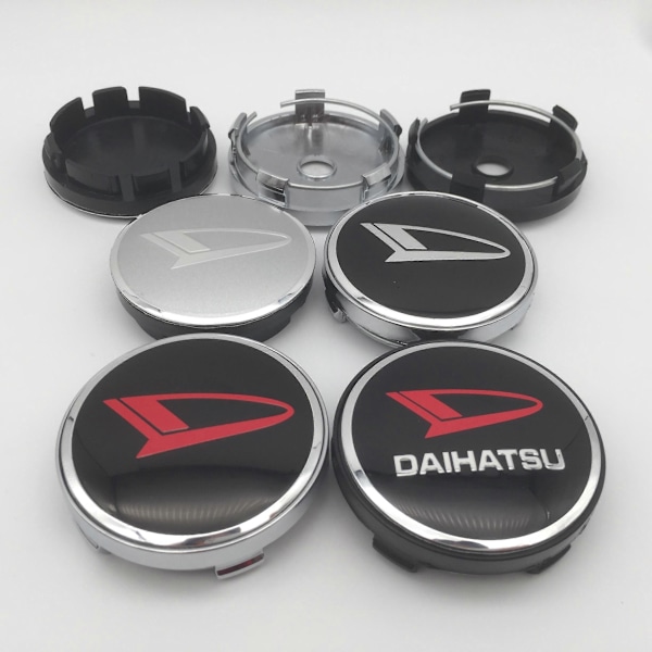 4 kpl 56mm 60mm Daihatsu Auton Pyöränkeskiön Kansi Navan Kapseli Merkki Tunnus Tarra Pico Materia Rocky Kopen Copen Esse Terio 60mm silver cap 1