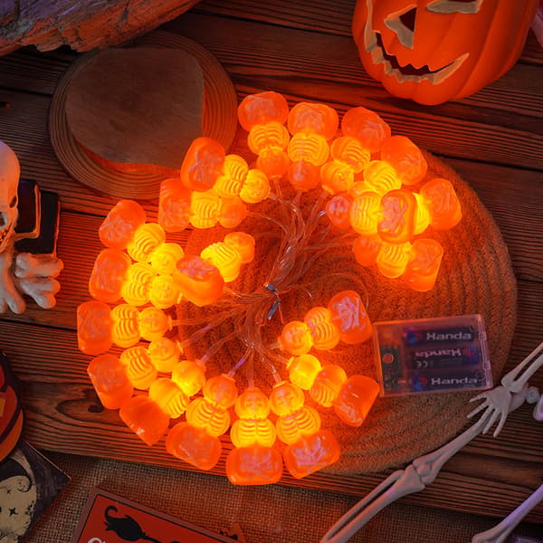 Halloween Græskar Lyskæde Med Hatte Og Spøgelsesansigter LED Indendørs Udendørs Dekorativ Belysning Til Fest Mixed pattern style 3m 20-light bulb - battery-operated