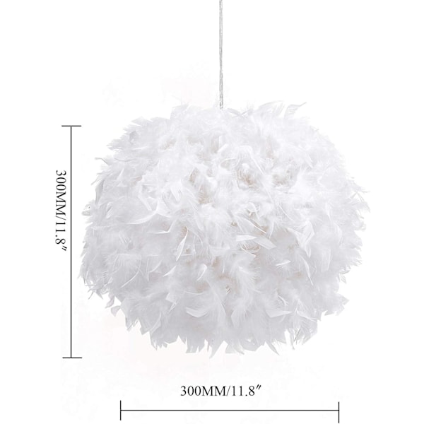 Fjäderlätt taklampskärm, fluffig lampskärm Lampskärm Ljusskärm för bordslampa och golvlampa, sovrum 30 cm diameter, vit