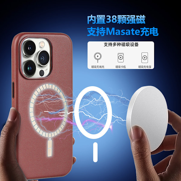 Lämplig för Apple 14 Nappa mönster mobiltelefonfodral slätt läder magnetiskt mobiltelefonfodral Pine green iPhone 14 Pro Max