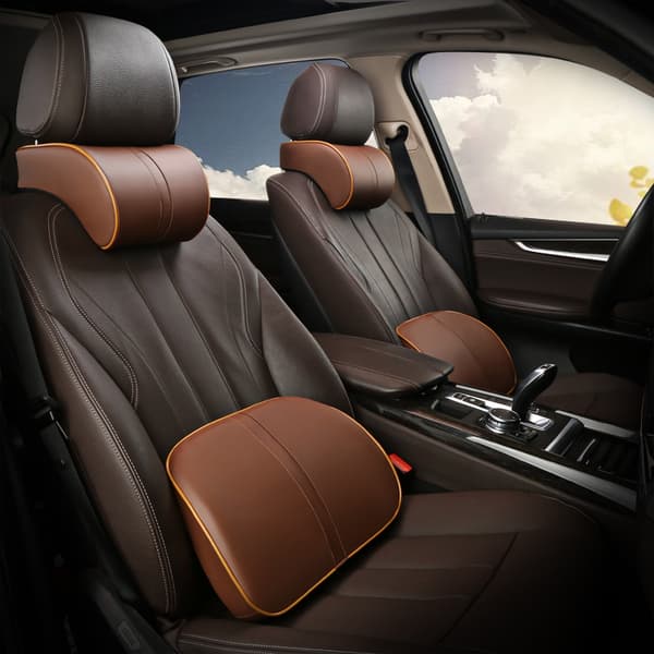 Bilnackstödskudde Memory Foam Nackkudde Universellt Läder Svankstöd Ryggstöd brown headrest