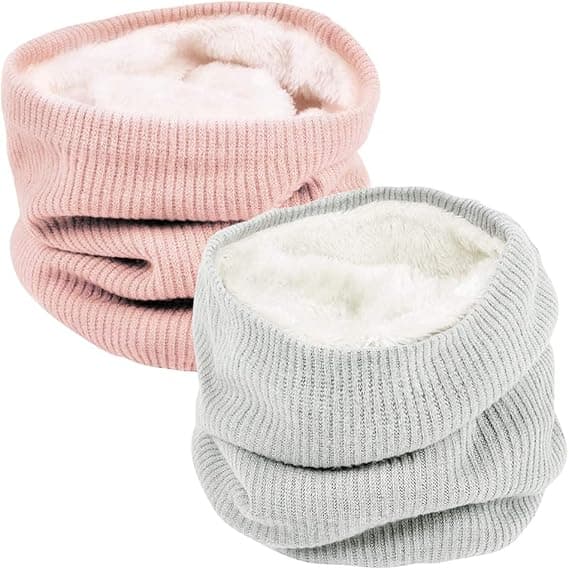 Varmt vinter skjerfsett med 2 vindtette unisex grå rosa 25x24cm for menn kvinner