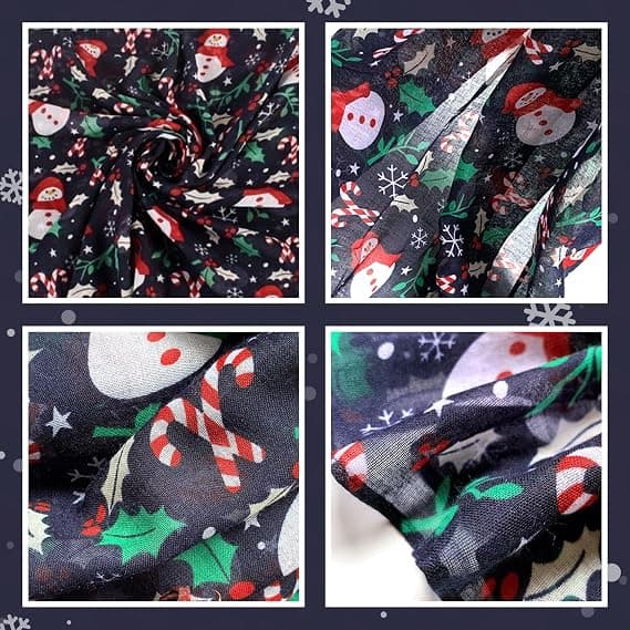 Damscarf Jul Snögubbe Mönster 180x90cm 100% Polyesterfiber Vinter Sjal Omlott